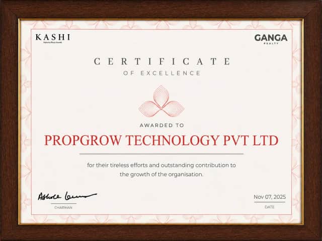 Certificate of Excellence By Ganga Realty