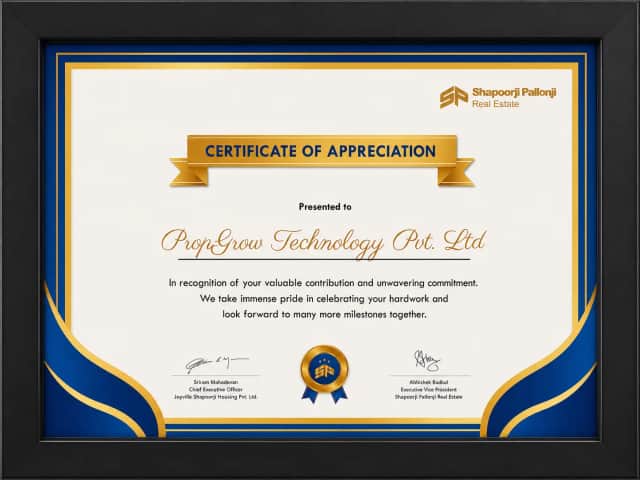 Certificate of Appreciation By Shapoorji Pallonji